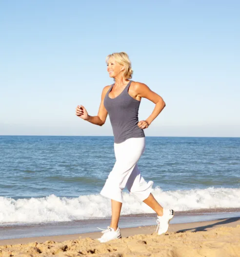 A client training on the beach